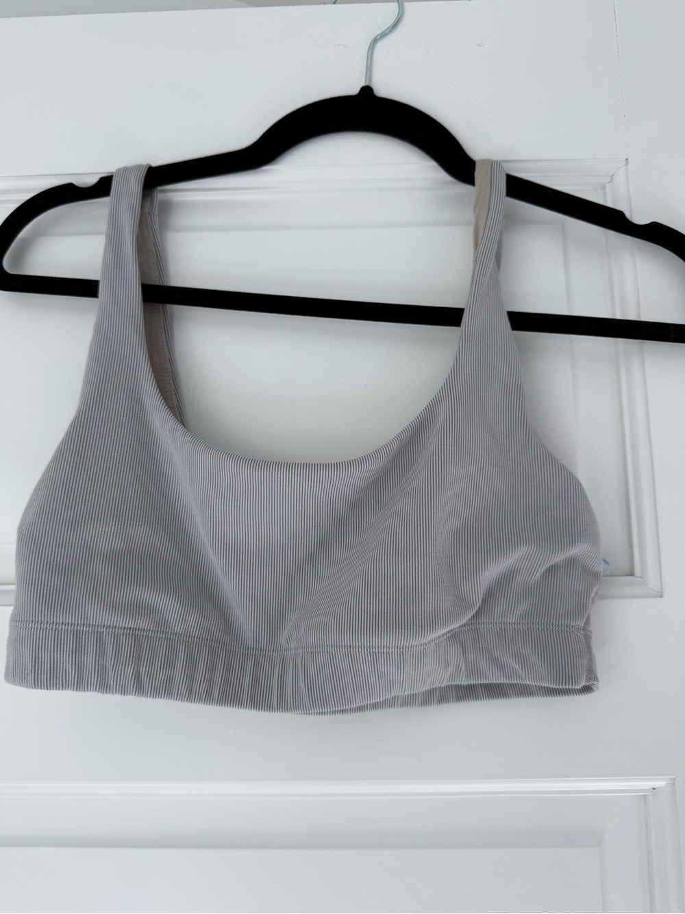 Vuori Light Gray Ribbed Scoop Sports Bralette